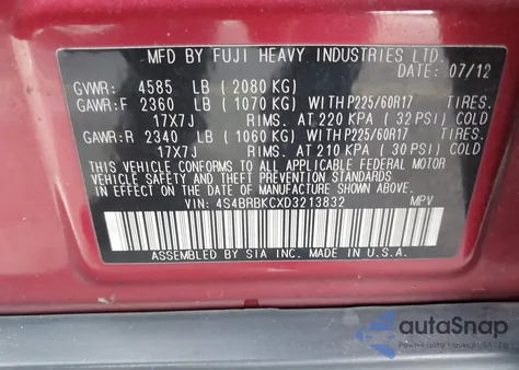 2013 Subaru Outback 2.5I Limited from USA, damaged, VIN 4S4BRBKCXD3213832